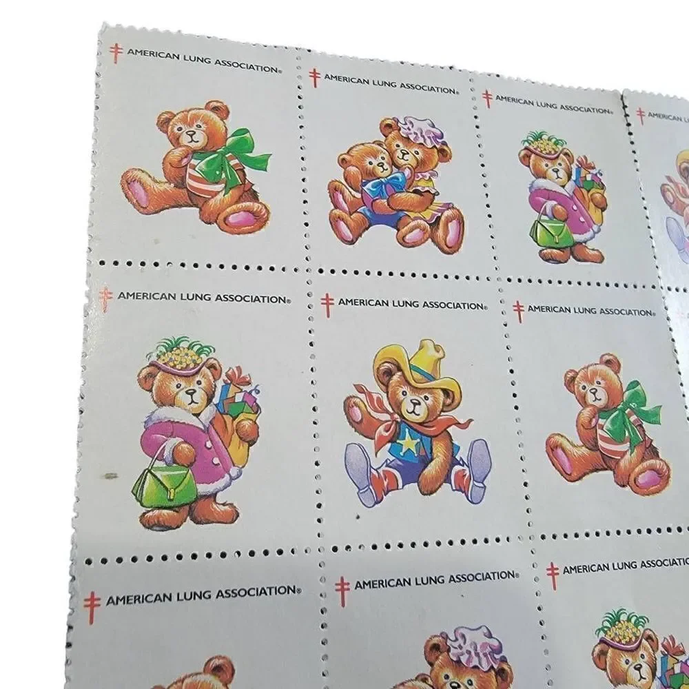 American Lung Association Vintage Stamps Bears Cowboy